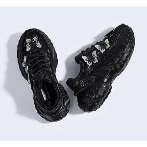 ⚡Women's Chunky Sneakers Sparkly Dad Walking Shoes Butterfly Lace Sole Footwear